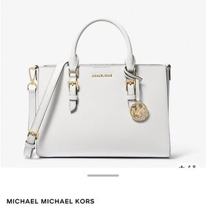 Michael Kors White Satchel with Gold Accents